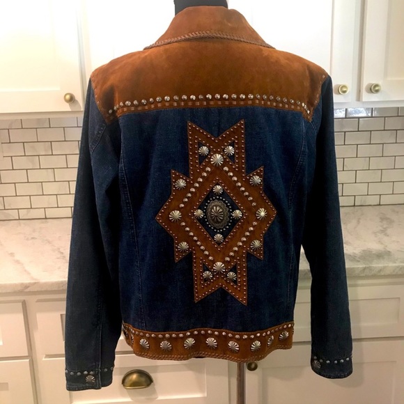 Cripple Creek Jackets & Blazers - Cripple Creek leather & denim studded jacket.  EUC